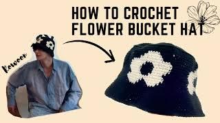 how to crochet flower bucket hat 