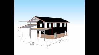 ARIZONA 20 X 30 GABLE 2 STORY FRONT PORCH LEANTO BARNDOMINIUM