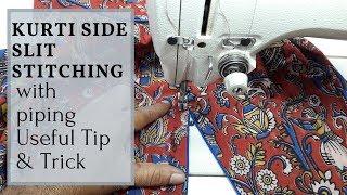 How To Sew  Dress Side Slit ️ Dress Side Slit Stitching With Piping Useful Sewing Tip & Trick