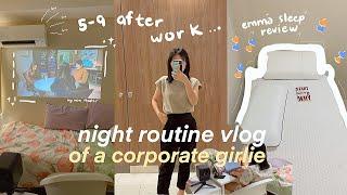 work vlog | nigh routine after work, corporate girlie busy 9-5 life, emma sleep review weyatoons