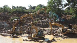 Amazing Wonderful Excavator Equipment Big Digging Dirt Clearing from the Canal