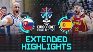 Slovakia  vs Spain  | Extended Highlights | FIBA EuroBasket 2025 Qualifiers