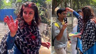 Raveena Tandon Celebrate Holi With Media Spotted At Bandra  | MS shorts