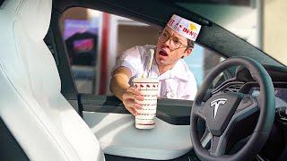 Sending Empty Tesla Autopilot Through Drive Thru!