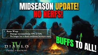 BUFFS TO ALL & SPIRITBORN - NO NERFS IN MIDSEASON UPDATE Diablo 4