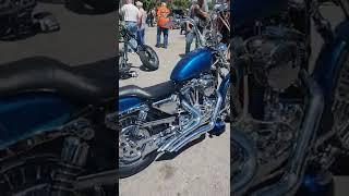 Vintage Chrome & Metal Flake Harley Davidson Motorcycle at Brooksville Florida