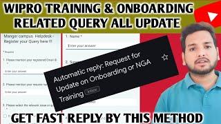 Wipro Training & Onboarding Query Mail Update | Pre-skilling Training | Survey Mail |Connect Session