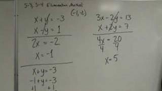 Algebra - Solving Systems of Equations - Elimination Method