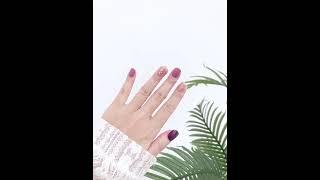 酒紅金箔貝殼跳色美甲片果凍膠指甲貼片/24片裝【RCNA0003】
