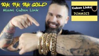 10k, 14k, 18k Miami Cuban Link Gold Comparison