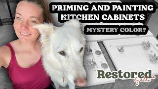 CRAZY Kitchen Cabinet  MAKEOVER - Part One - Primer and Paint - Restored by alli - Color Reveal