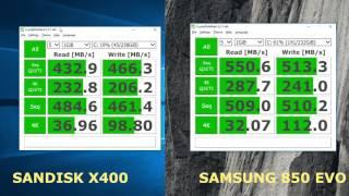 Samsung 850 EVO vs Sandisk X400s  | SSD vs M2  | synthetic benchmarks