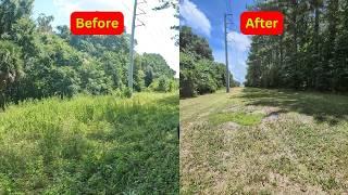 Satisfying mowing of some very overgrown Grass and weeds