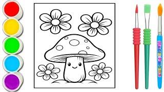 Mushroom Drawing, Painting, Coloring for Kids and Toddlers | Learn drawing#mushroom