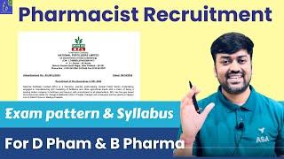 Central Pharma Job | Pharmacist Recruitment at NATIONAL FERTILIZERS LIMITED | Exam pattern Syllabus