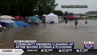 Neighbors are cleaning up after severe storms in the region