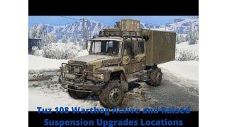 SnowRunner Tuz 108 Warthog Active and Raised Suspension Upgrade Locations