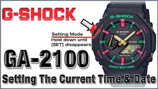 GA-2100 G-Shock Module 5611 HOW to Set Time, Day, Light, Home City, DTS, 12/24H format - TUTORIAL