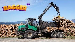 Bagger im Wald  Holzvollernter, Tragschlepper & viele große Baumaschinen im Einsatz | Bagger TV