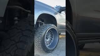 Taking trailblazing to new heights with this lifted Chevy Trail Boss on 24” Arkon Off-Road wheels!