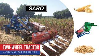 Two-Wheel Tractor with Soybean Reaper and Thresher