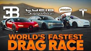 The World's Quickest Cars: Lucid Air Sapphire v Bugatti Chiron v Tesla Plaid - Cammisa's Drag Race