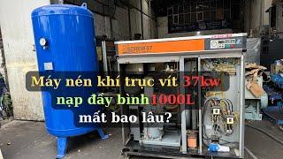 - Test thời gian máy nén khí trục vít hitachi 37kw nạp đầy bình chứa khí 1000l từ 0-7,5kg/cm2