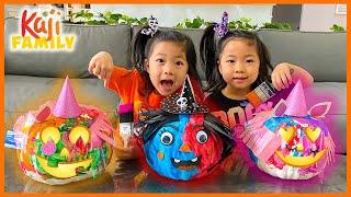 DIY Painting Halloween Pumpkins with Emma and Kate!!!