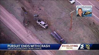 Suspect taken to hospital after chase ends in rollover crash near Lake Overholser