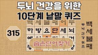 두뇌 건강을 위한 10단계 낱말 퀴즈 - 315편 [숨은단어찾기, 치매예방퀴즈, 뇌운동 훈련, 낱말퀴즈, Korean Hidden word Quiz]
