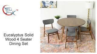 Modern Dining Table Set : Eucalyptus Solid Wood 4 Seater Dining Set