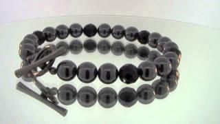 Hematite and Onyx Spirit Bead Bracelet Silver Black Diamonds by Mander Jewelry