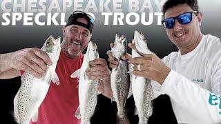 HUGE SPECKLED TROUT / MID CHESAPEAKE BAY and We ran out of Gas!!!