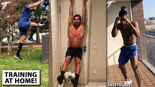 Football Stars Training Hard at Home  Gym Workouts & Ball Training