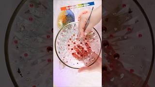 Peeling off clear glass dish with red beads #crunchy #satisfying 0056 #shorts