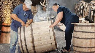 Old School Cooper Made Wooden Barrel by Hand