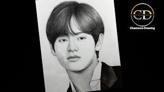 How to draw a BTS (V ) Kim Taehyung || step by step Pencil Drawing || Easy Drawing Tutorial