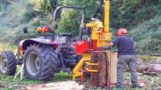 Largest Heavy Duty Log Splitter Wood Cutting Machines - Fastest Chainsaw Firewood Processor Working