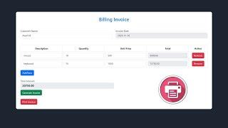 Billing Invoice System In JavaScript  - JavaScript Billing System Project