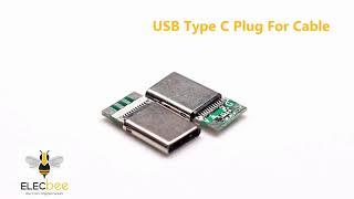 USB Type C Connector Straight 24 Pin Solder Type For Cable- EB-500-5033 -elecbee.com