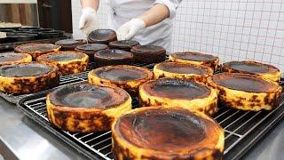 Herstellung von spanischem baskischem Käsekuchen - koreanische Bäckerei