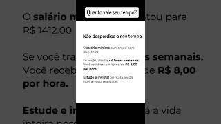 Quanto vale seu tempo? #investimentos #economia #finanças #educaçãofinanceira #prosperidade