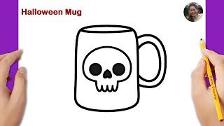 How to draw a Halloween mug easy | Halloween Drawing