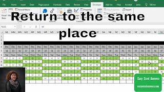 Return to the same place after running macro in Excel