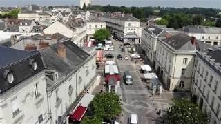 Sablé-sur-Sarthe : La place Raphaël Elizé avant travaux - vues drone