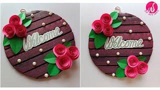 How to Make Welcome Door Hanger || Decor Decor Idea || Cardboard Craft Idea || DIY Wellcome Board