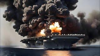 Today, Just Arriving in the Red Sea, US Aircraft Carrier Destroyed by Iranian and Houthi Ka-52 Helic