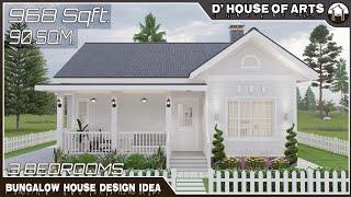 3 BEDROOMS | 968 SQFT./ 90 SQM.(9m. x 10m.) | Cool House Design | Small Bungalow House Design Ideas