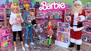 Barbie & Ken Doll Family Toy Shopping and Santa Visit