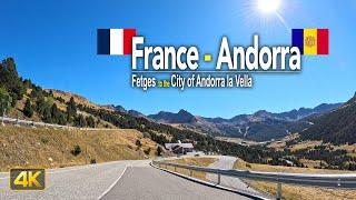 Driving across the Pyrenees mountains from France  to Andorra 